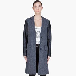 Alexander Wang Leather Sleeved Wool Blend Coat Sz6